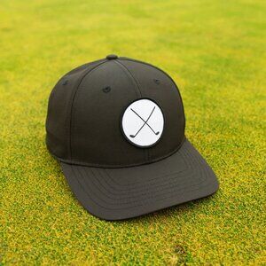 Golf Club Signatures Crossed Adjustable Baseball Hat - Black